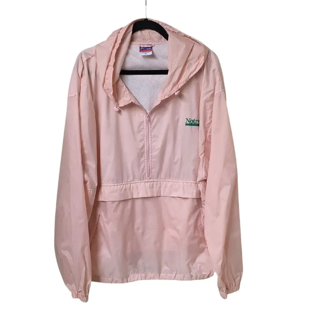Champion Pink Packable Quarter Zip Pullover Notre Dame Jacket Womens Size XL